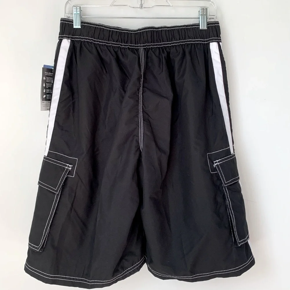 Kanu Surf Barracuda Black 10” Cargo Swim Trunks Medium